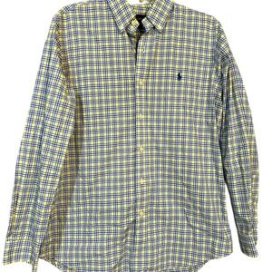 Classic Blue and Yellow Plaid Men's Shirt